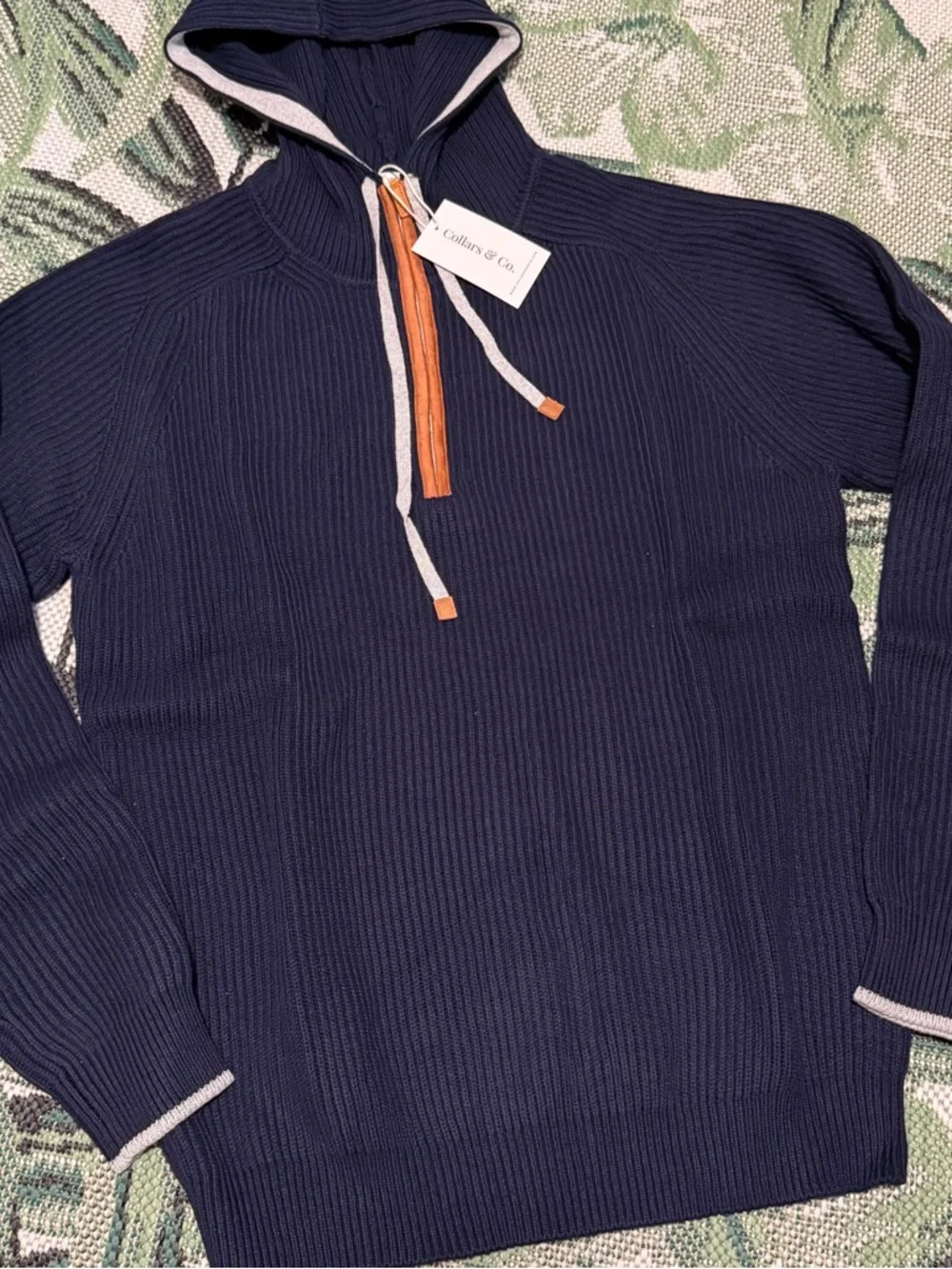 Collars & Co. Holland Quarter Zip Hoodie Sweater Mens Size XL Navy Blue NEW - Picture 2 of 7